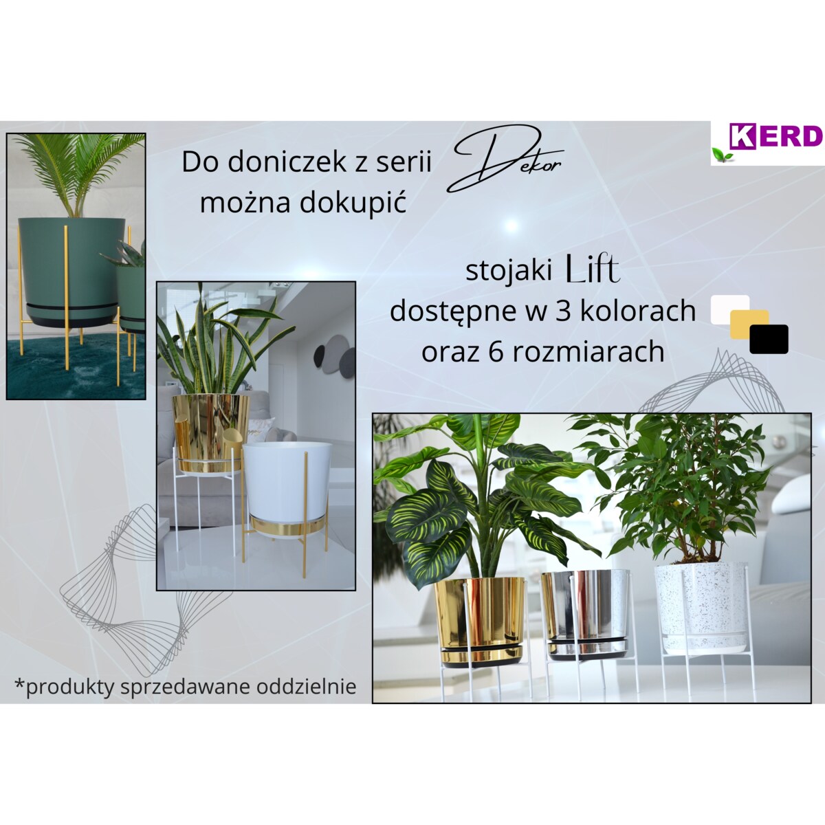 14 cm wzór Szary gres TRIBECA 013 Doniczka z podstawką matowa donica z połyskującym srebrnym wzorem