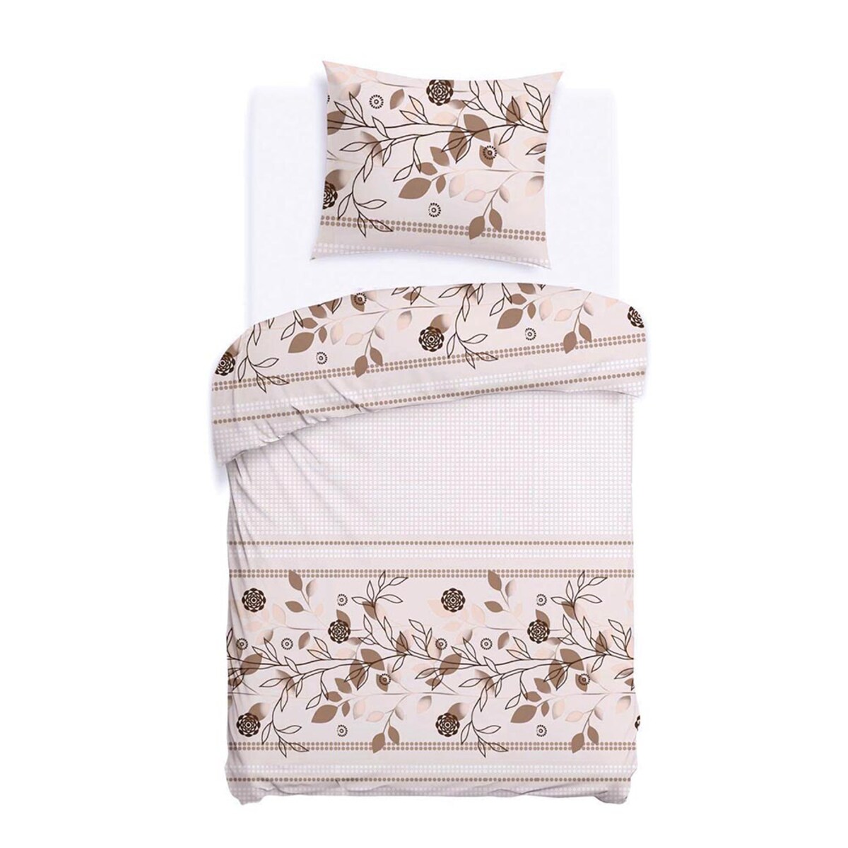 Pościel bawełniana 140x200 Rosalia w beżowe kwiaty, Cottonlove