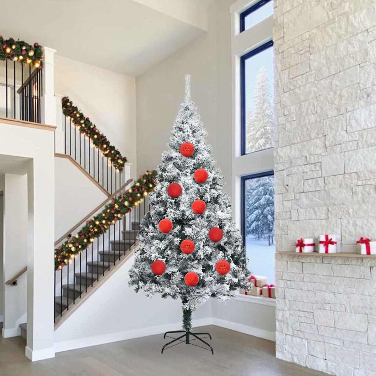 vidaXL Zestaw Bombek Choinkowych 4 pcs Czerwony