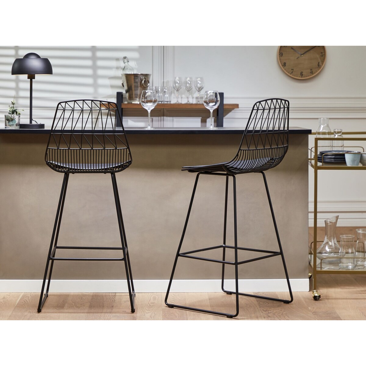 Zestaw 2 krzeseł barowych metalowy czarny PRESTON