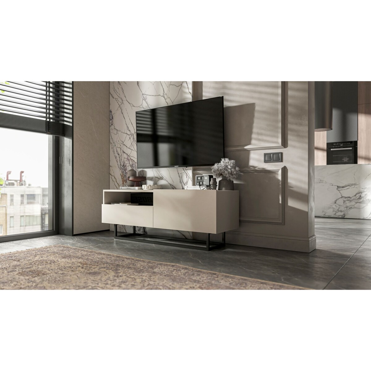 Szafka RTV Loft Industrialna Komoda RTV Szuflada Kaszmir Mat 120 cm