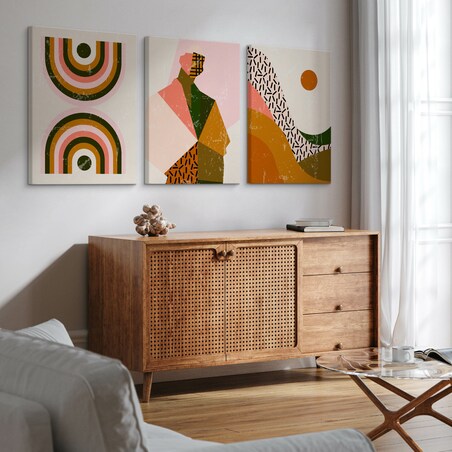 OBRAZY NA ŚCIANĘ SET STYL BOHO ABSTRAKCJA PORTRET PEJZAŻ MINIMALIZM 90x40cm