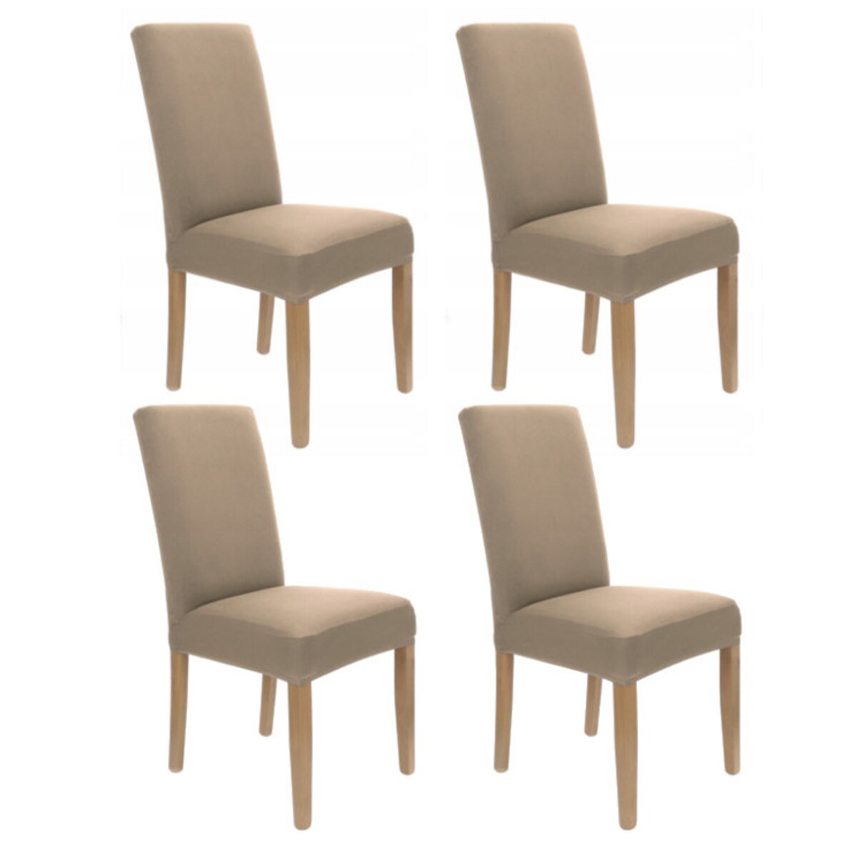 Pokrowiec Na Krzesło Zestaw 4 Szt Beżowy Elastyczny