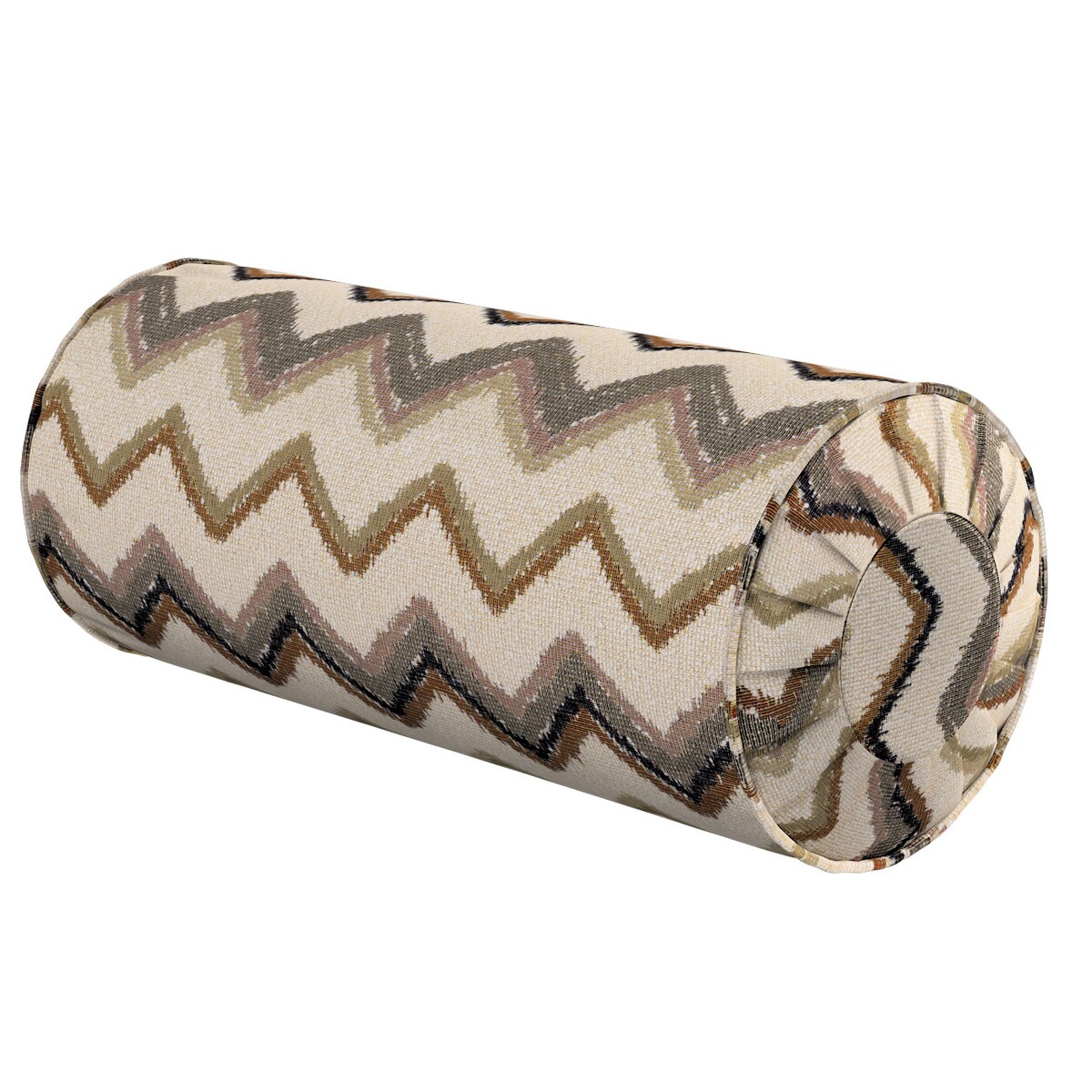 Poduszka wałek z zakładkami, beżowo-oliwkowy, Ø20 x 50 cm, Cosy Home