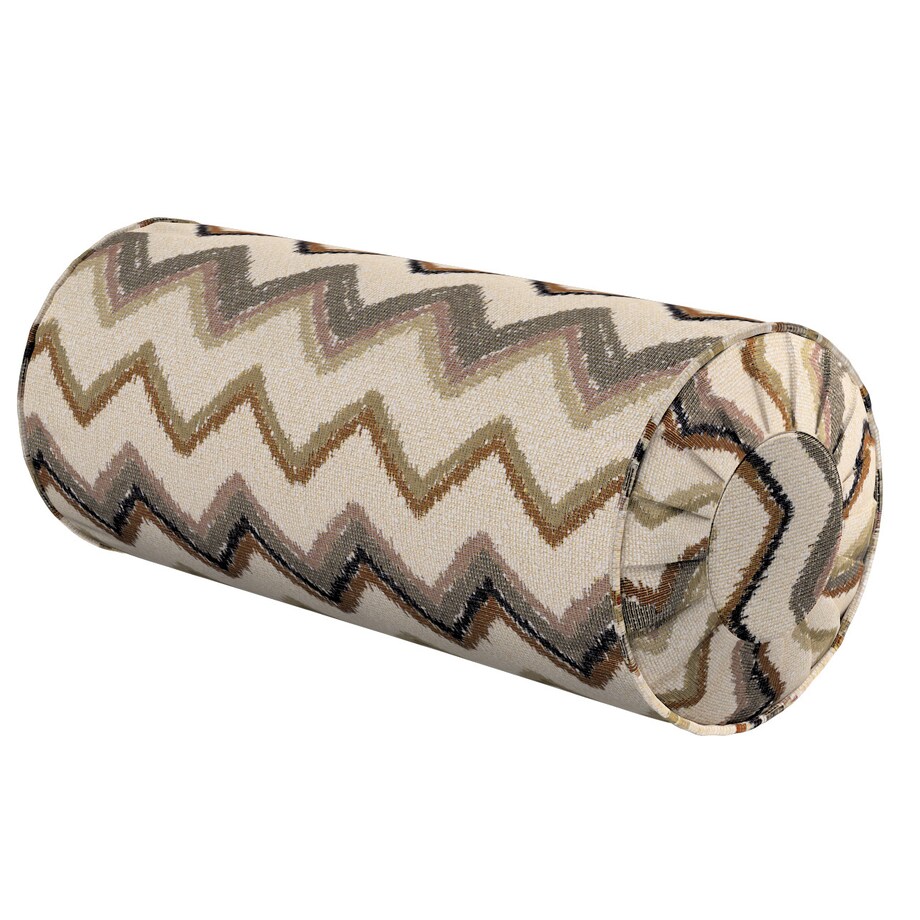 Poduszka wałek z zakładkami, beżowo-oliwkowy, Ø20 x 50 cm, Cosy Home