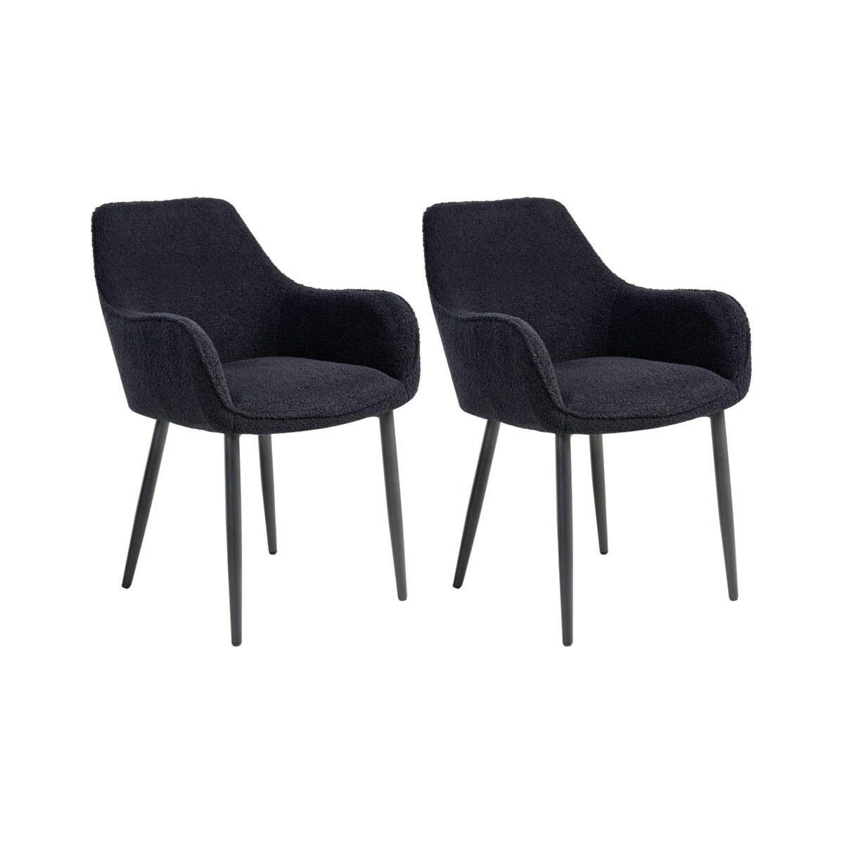 Zestaw 2 krzeseł do jadalni ALDEN Boucle Czarny