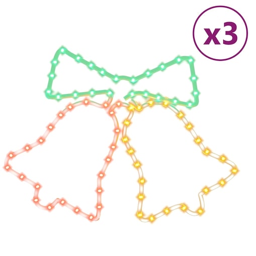 vidaXL Świąteczna dekoracja, dzwonki, 72 LED, 3 szt. 50x56 cm