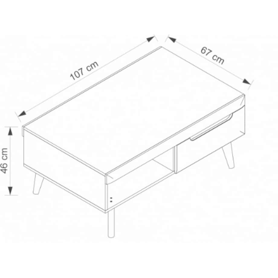 Nordan ława do salonu - biały + dąb riviera