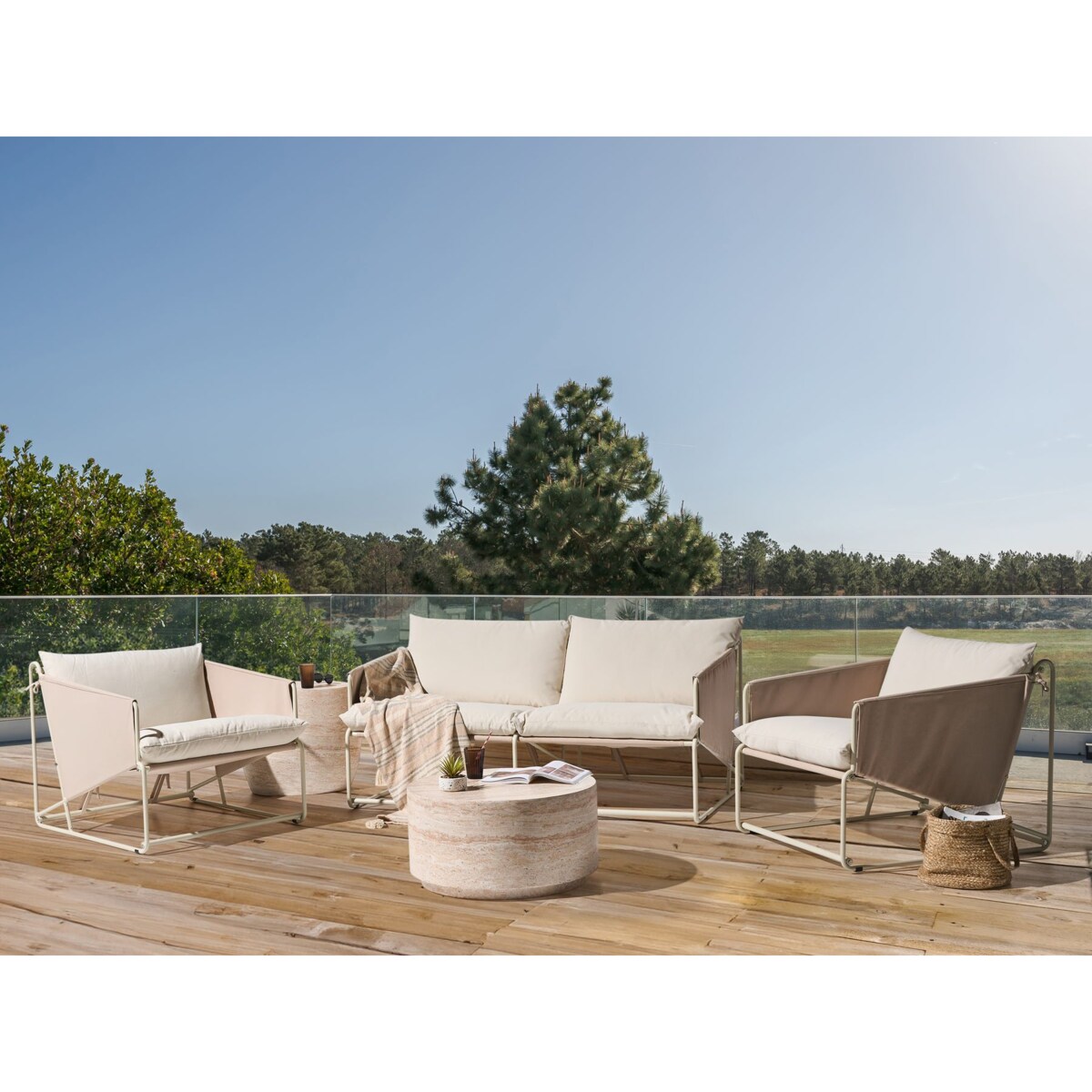 Zestaw ogrodowy dla 4 osób PONTE Metal Beżowoszary