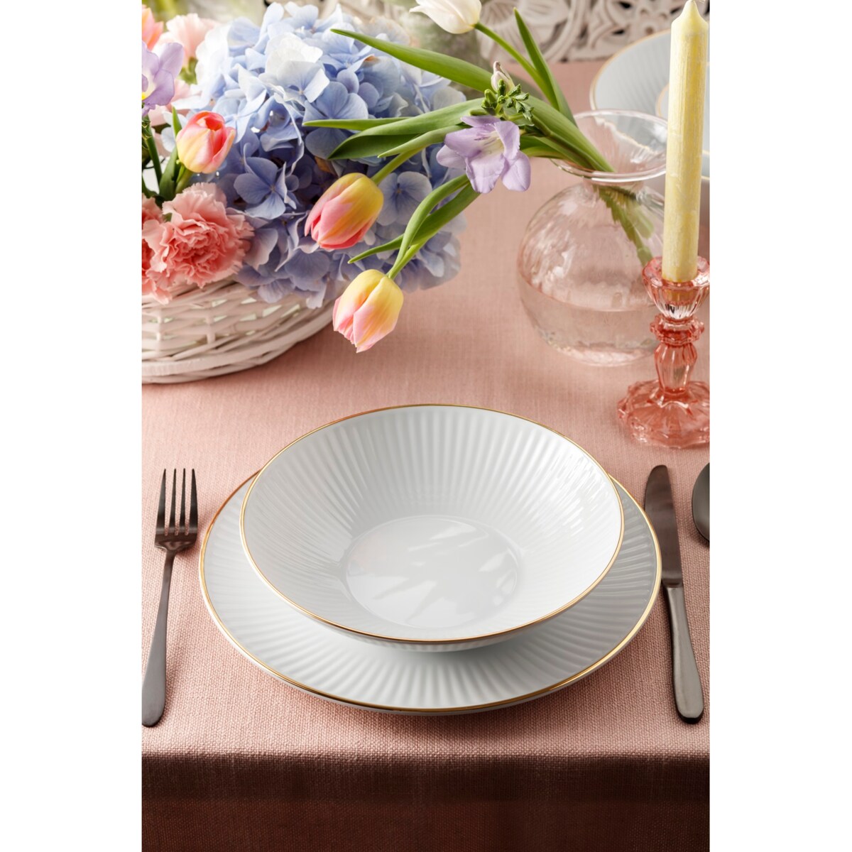 Serwis obiadowy dla 12 osób 44 el. Dalia złota linia 3612