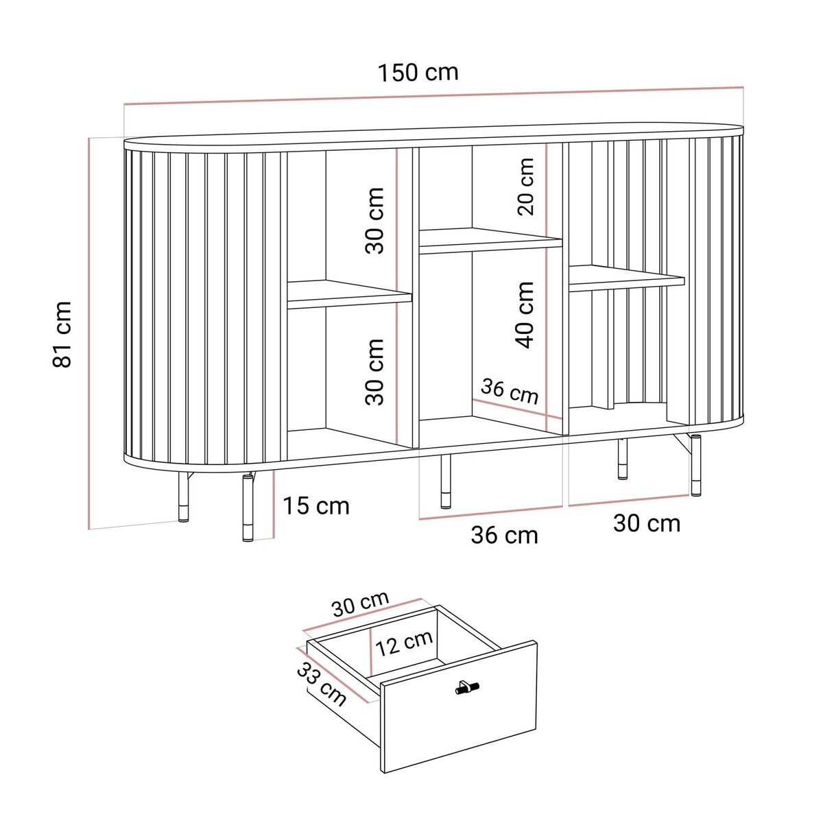 Komoda ELODIE 150 2D2S kaszmir