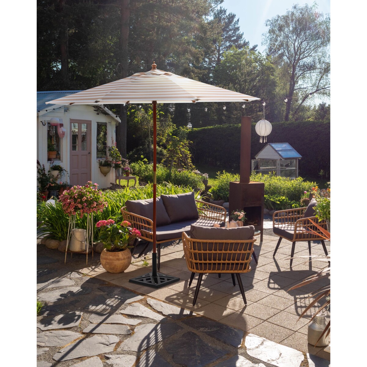 Parasol ogrodowy 260 cm FERENTILLO Beżowy/ biały
