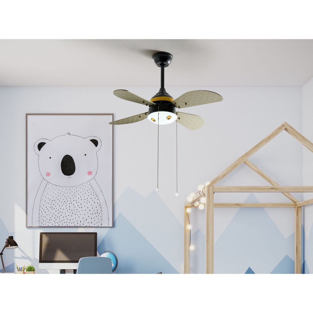 Wentylator sufitowy czarno-żółty DOLORES