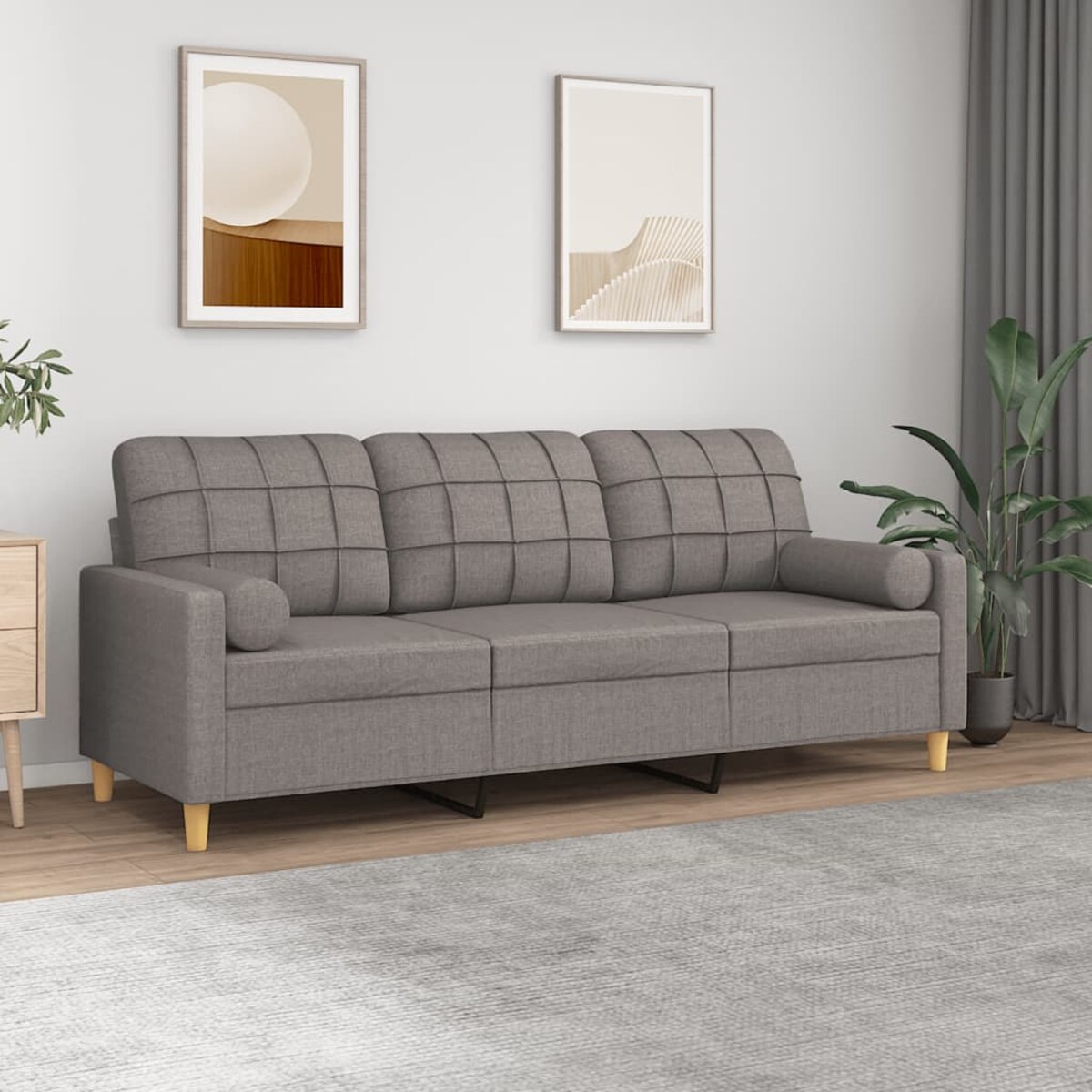 vidaXL 3-osobowa sofa z poduszkami, kolor taupe, 180 cm, tkanina