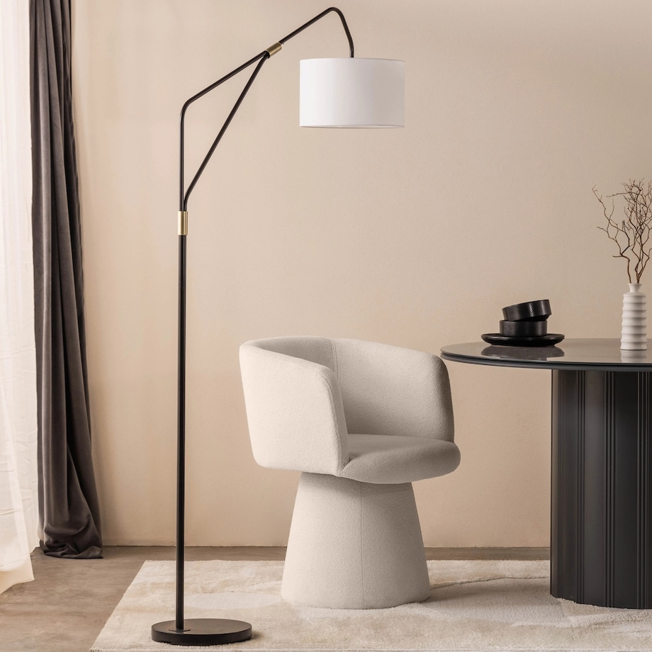 Krzesło tapicerowane obrotowe beżowe bouclé Nalf