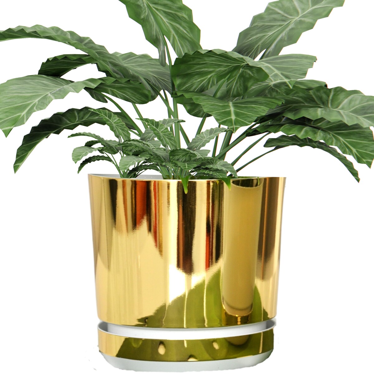 12 cm wzór ZŁOTO - BIAŁA Doniczka z podstawką nowoczesna elegancka glamour wysoki połysk