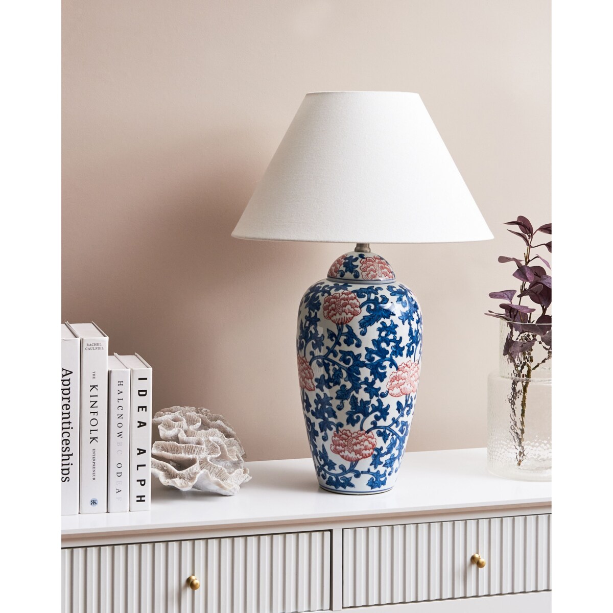 Lampa stołowa VERUSA Porcelana Biały/ niebieski