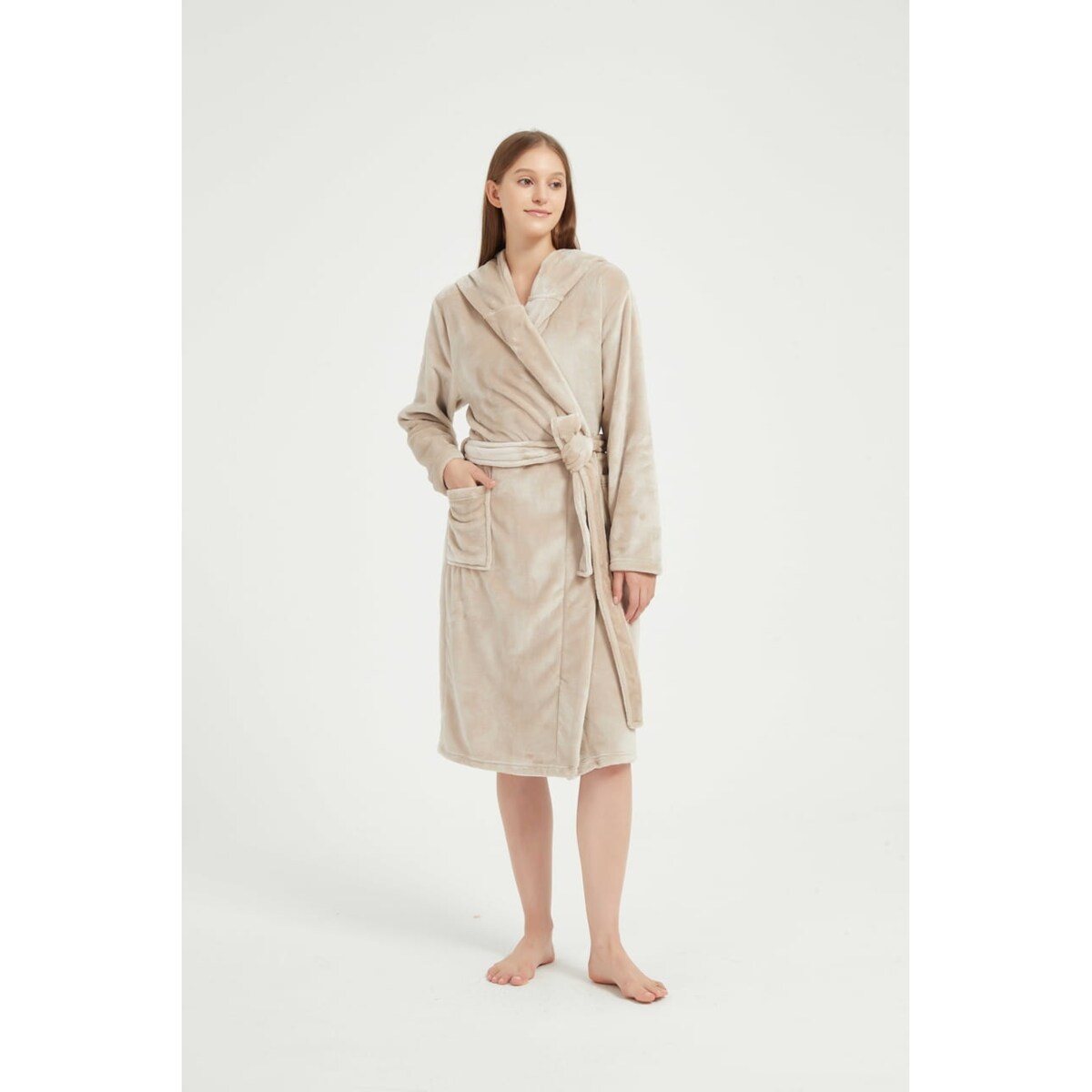 Szlafrok z Kapturem PAULO Beżowy 2XL/3XL