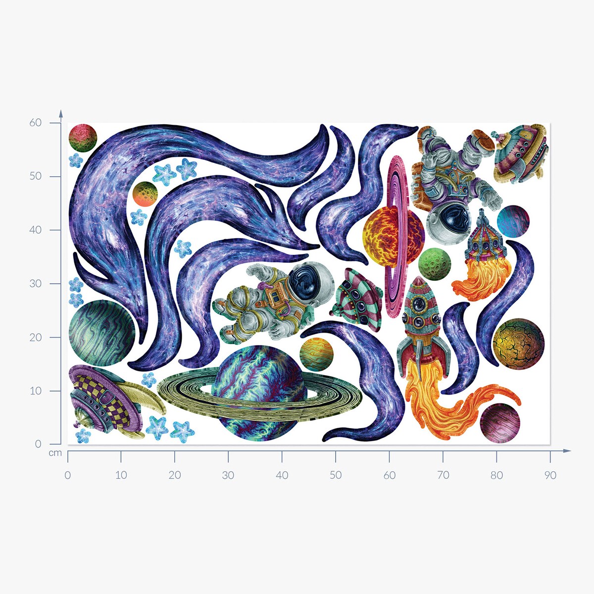 Zestaw naklejek na ścianę, Kosmiczne marzenia, 60cm