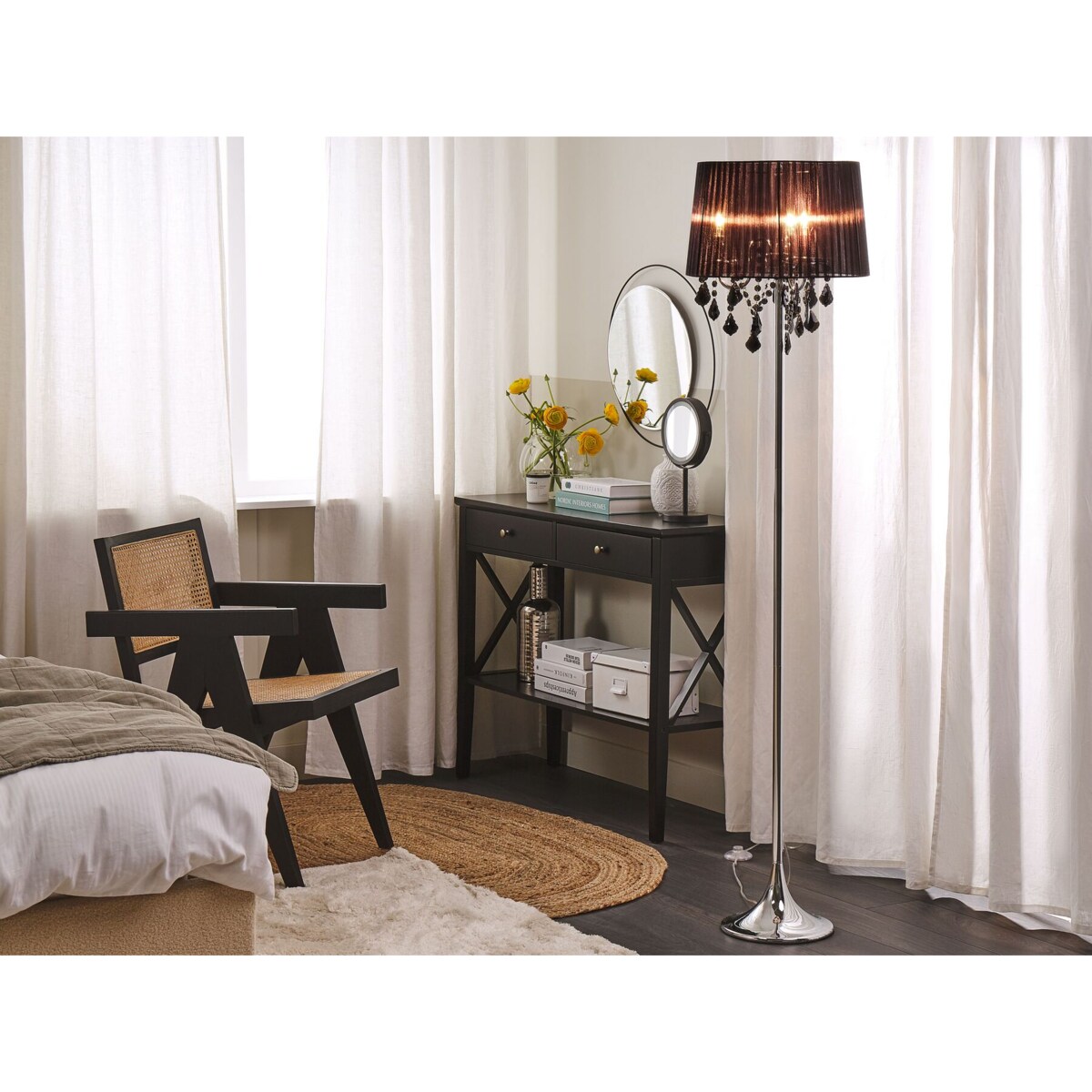 Lampa podłogowa metalowa czarna EVANS