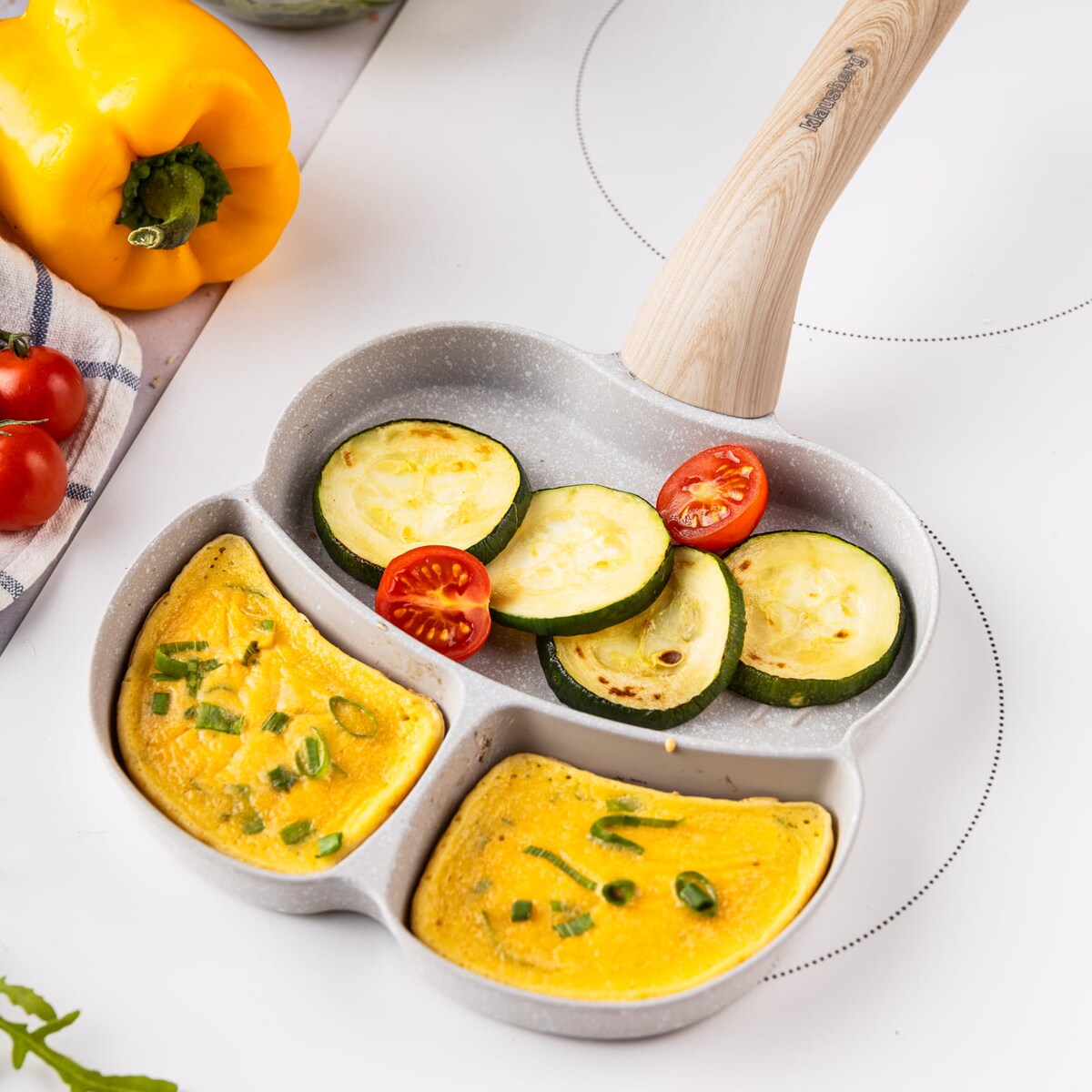 Patelnia marmurkowa 3 w 1 do jajek naleśników placków pancake 18cm SZARA KLAUSBERG