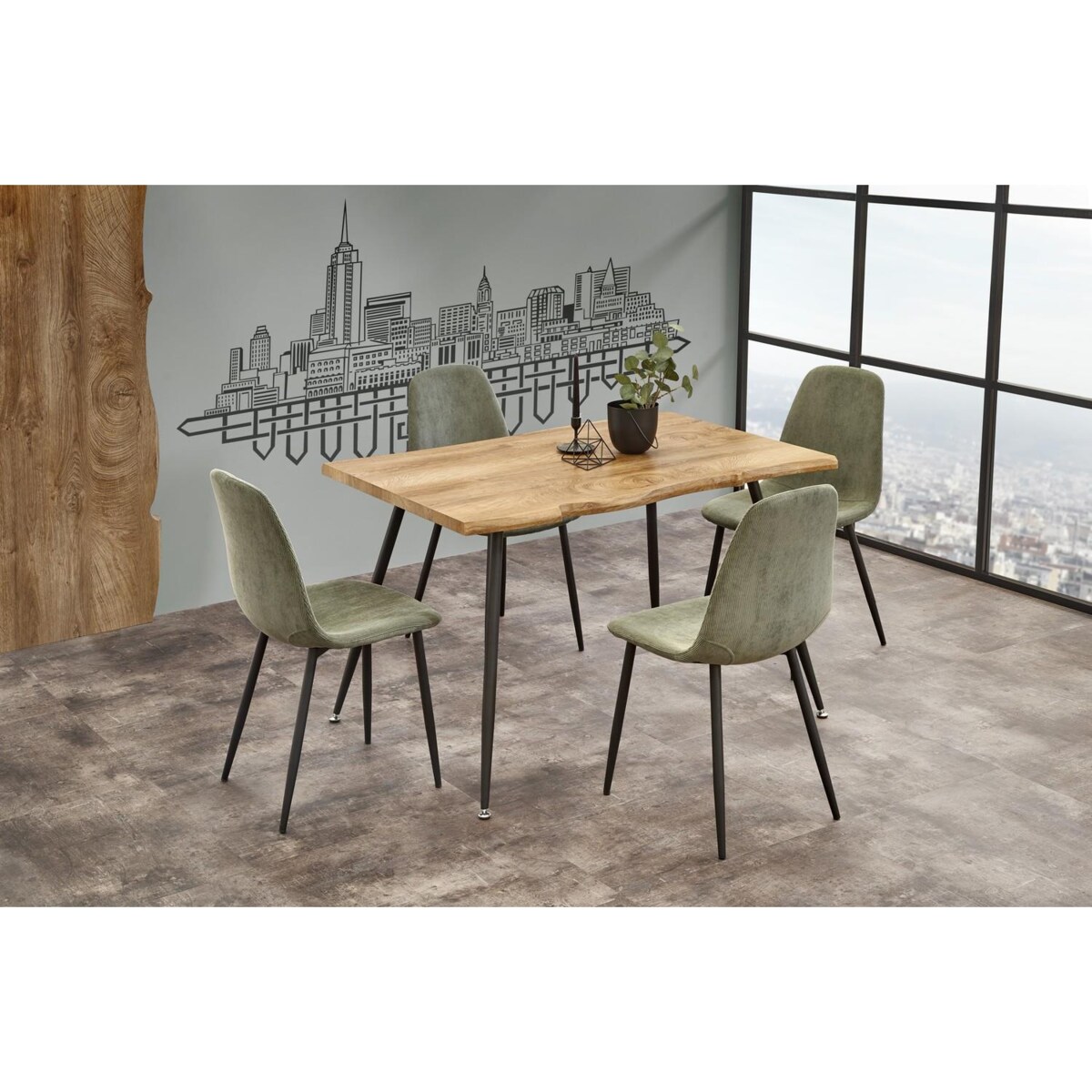 STÓŁ PROSTOKĄTNY Lores BLAT Z MDF dębowy stalowe nogi