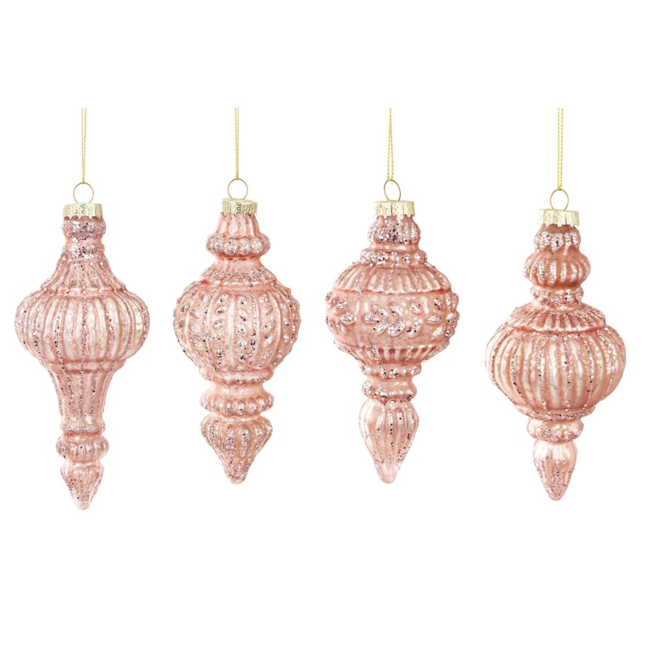 Bombka szklana 4szt. 14x6, 12,5 cm JOLANDA różowa