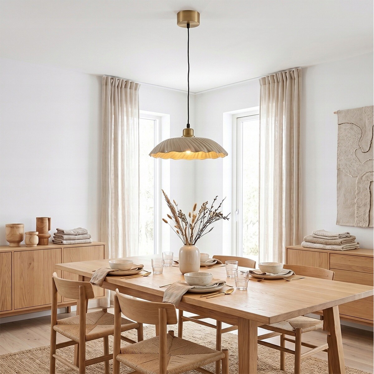 LAMPA SUFITOWA WISZĄCA 30cm NAD STÓŁ LOFT METALOWA BEŻOWA DO SALONU DOMU