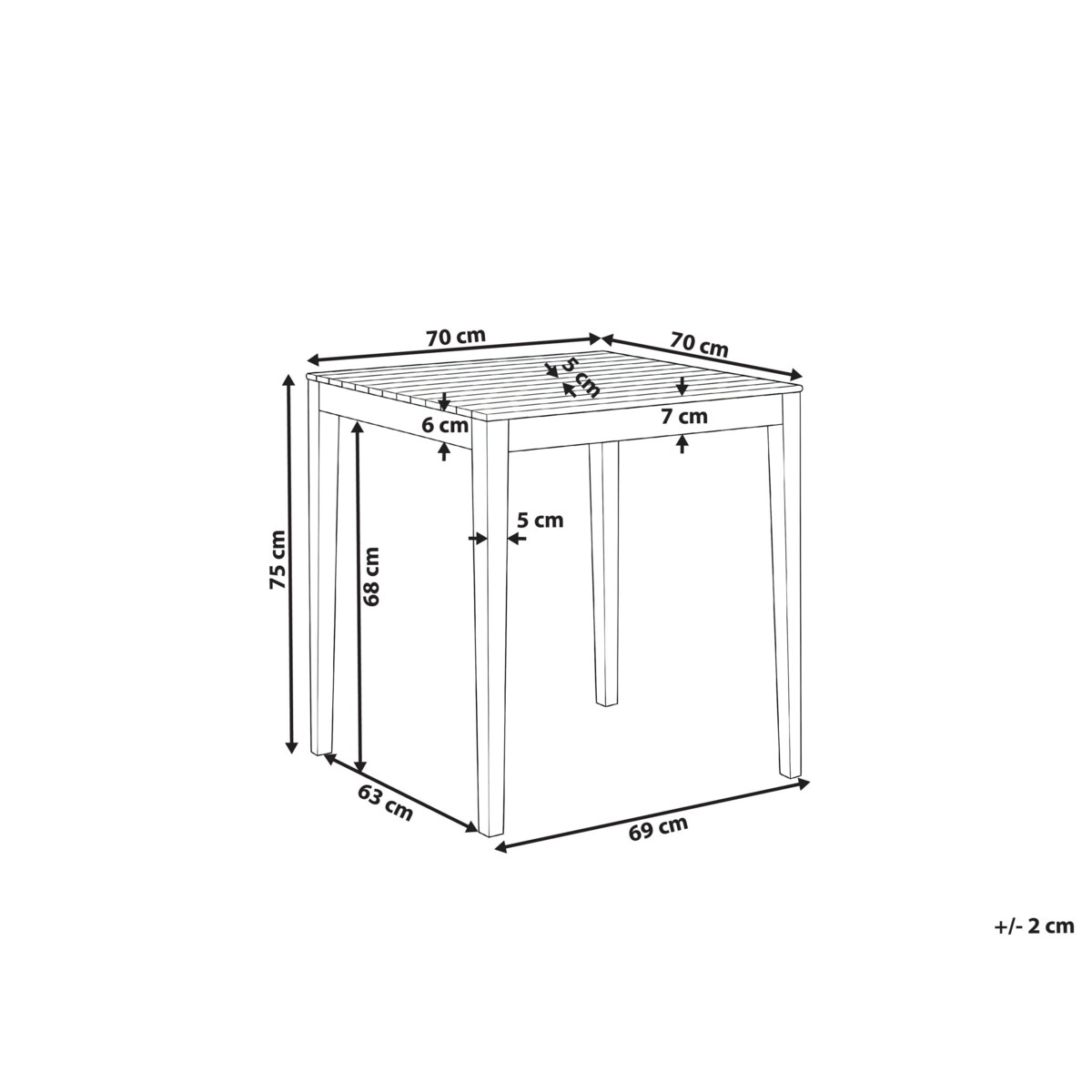 Stolik bistro CHIOGGIA 70 cm 70 cm Certyfikowane drewno akacjowe Jasnobrązowy