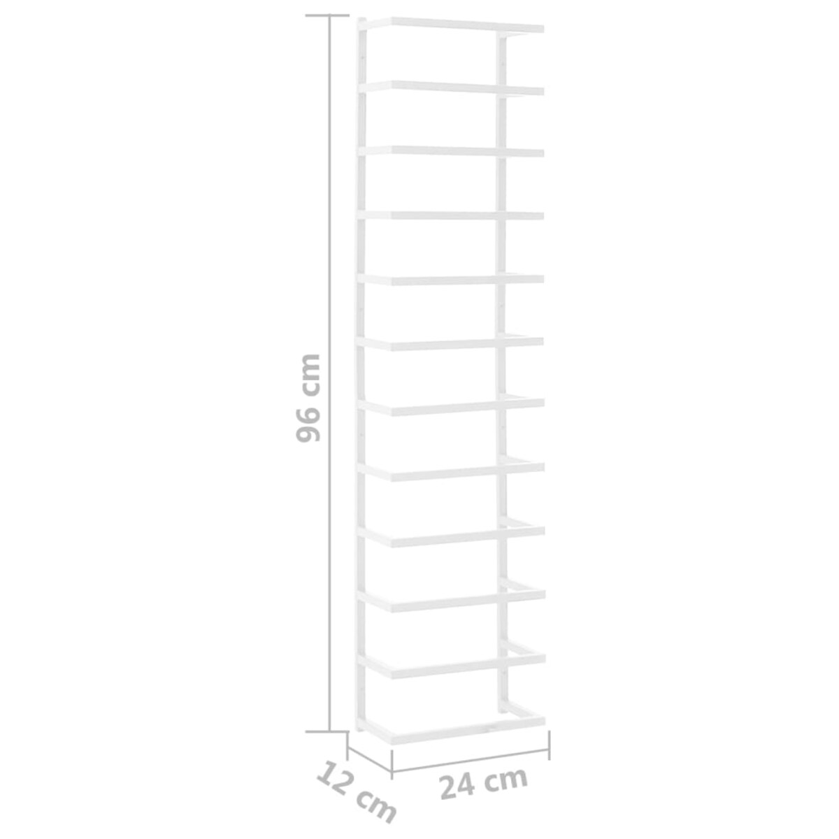 vidaXL Stojak na ręcznik, biały, 24x12x96 cm, stalowy