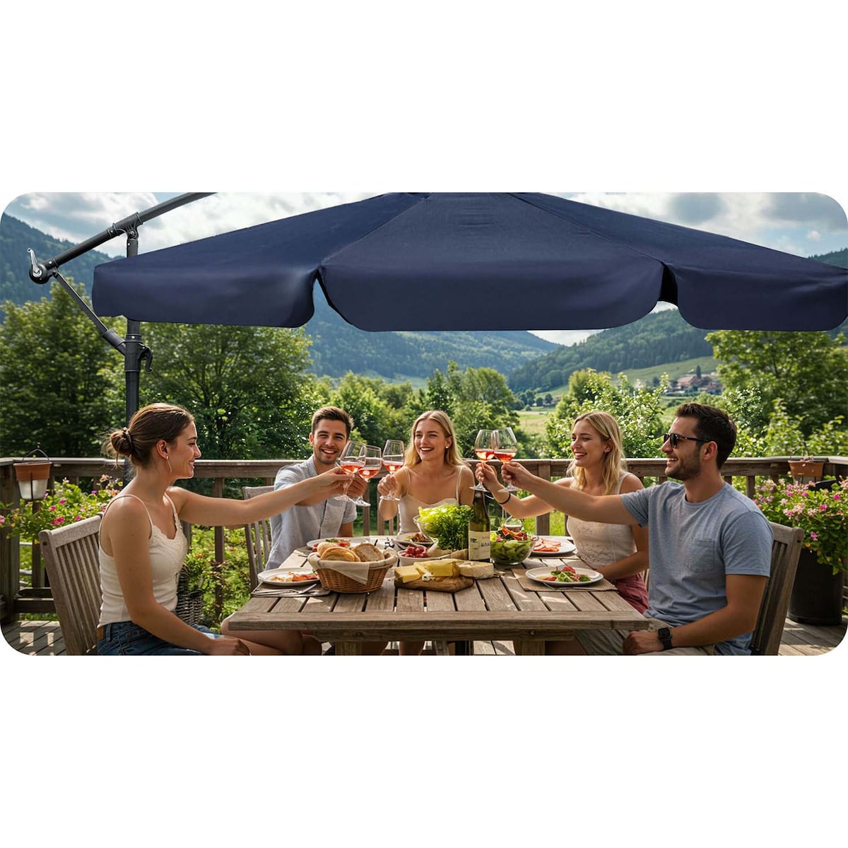 Parasol ogrodowy składany z wysięgnikiem 8 segmentów ø350cm Plonos