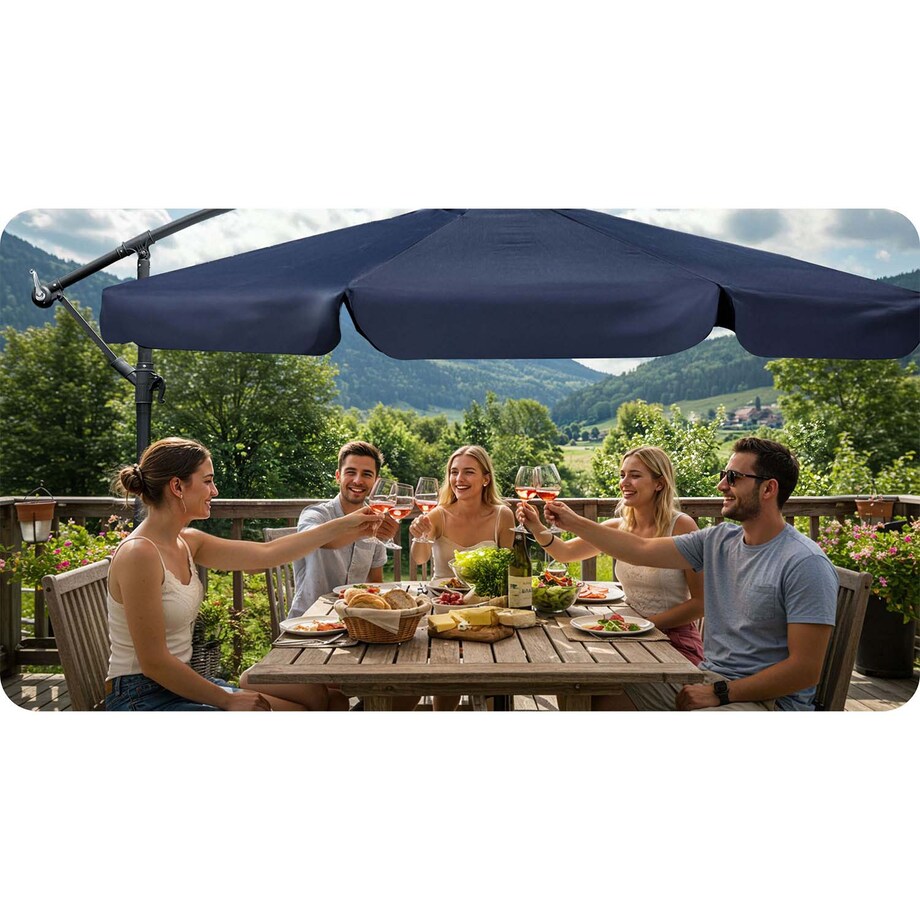 Parasol ogrodowy składany z wysięgnikiem 8 segmentów ø350cm Plonos