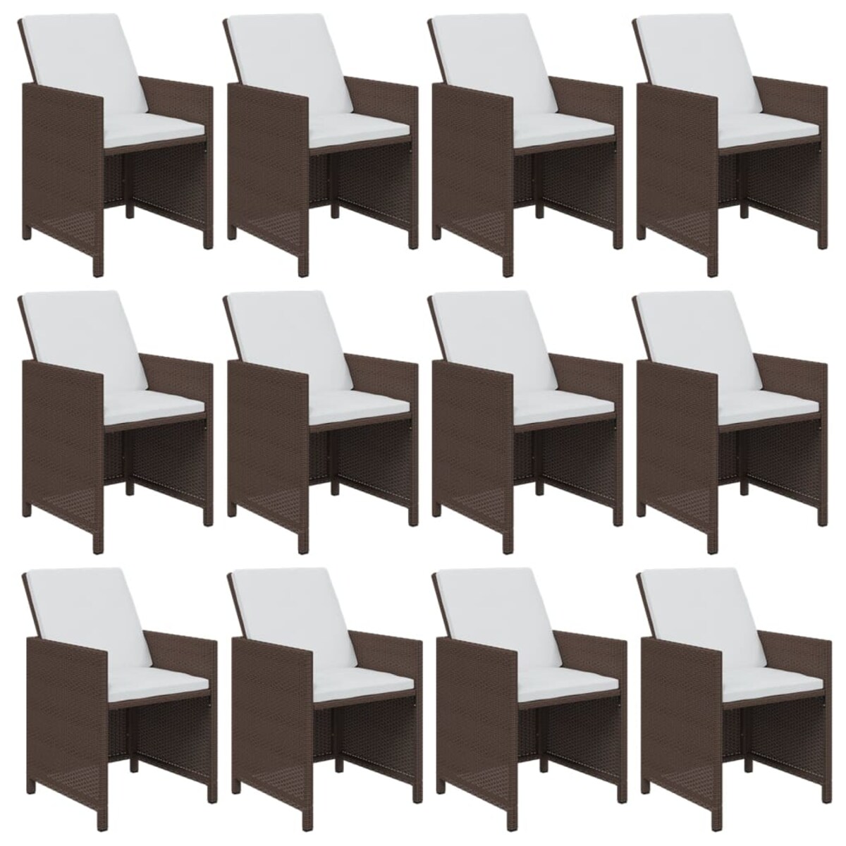 vidaXL 13-cz. zestaw mebli ogrodowych z poduszkami, polirattan, brąz