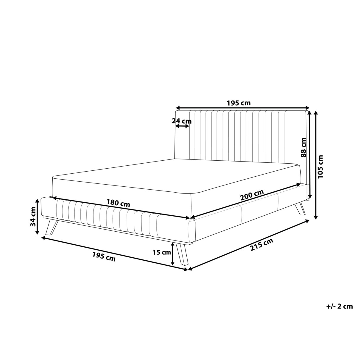 Łóżko Szenil TALENCE 180 x 200 cm Jasnoszary