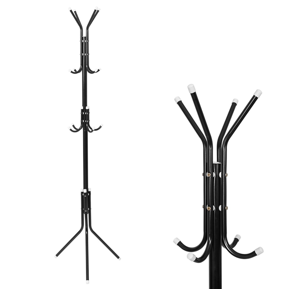 Wieszak stojący podłogowy czarny metalowy do przedpokoju klasyczny