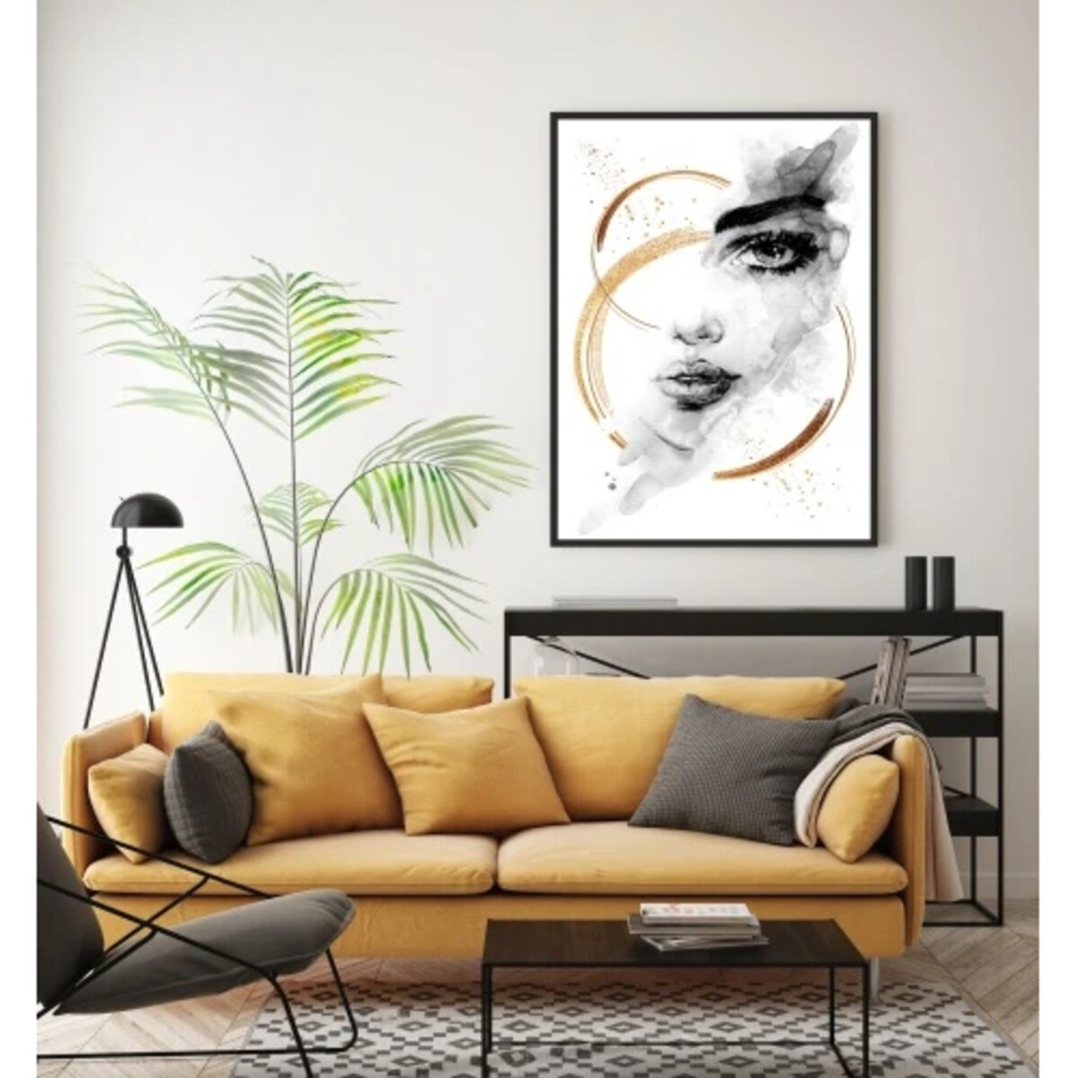Nowoczesny Plakat Obraz na ścianę Kobieta Czarna Rama do salonu sypialni