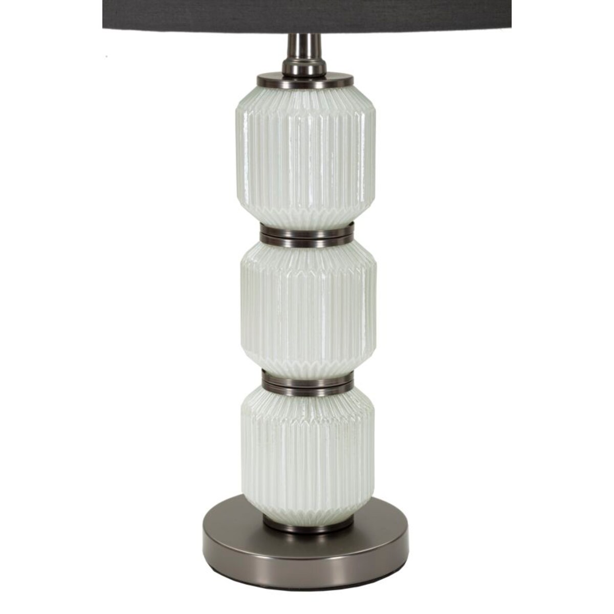 Lampa stołowa Bright Three, kolor biały i szary, szkło i żelazo, 32,5 x 32,5 x 57 cm, 1 x E27, styl nowoczesny, do salonu i sypialni, Mauro Ferretti