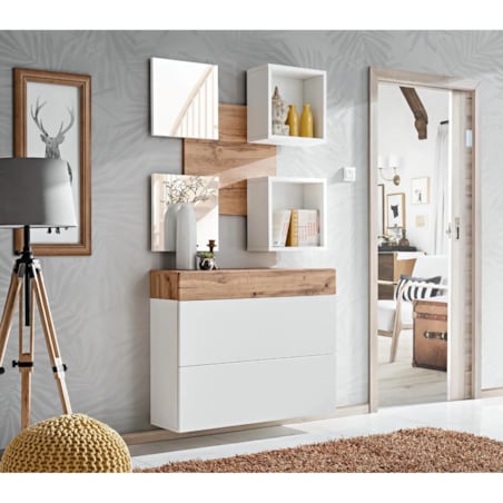 Zestaw mebli do przedpokoju EASY V biały mat/dąb wotan