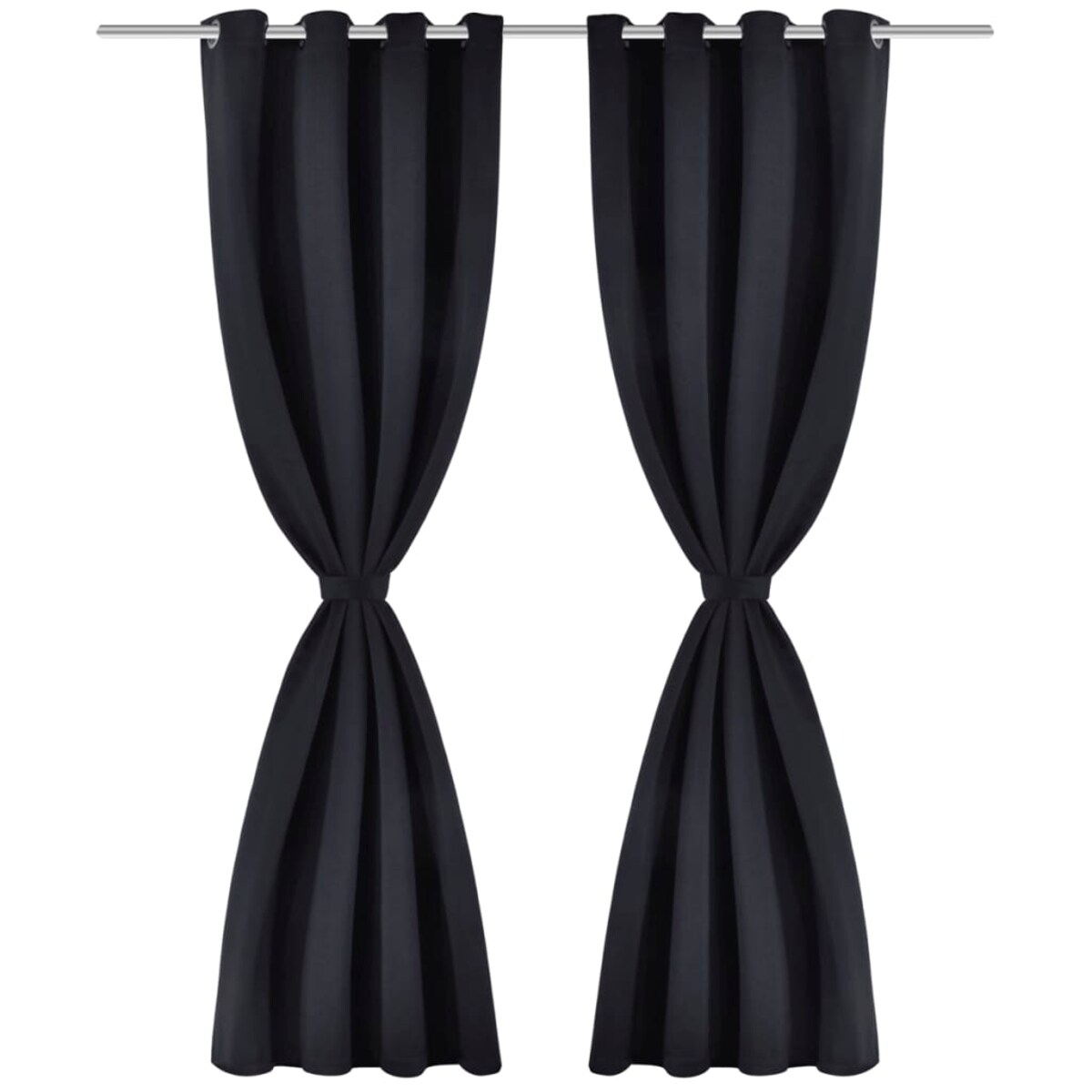 Czarne zasłony zaciemniające z metalowymi otworami x2 135 x 245 cm