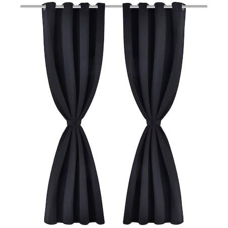 Czarne zasłony zaciemniające z metalowymi otworami x2 135 x 245 cm