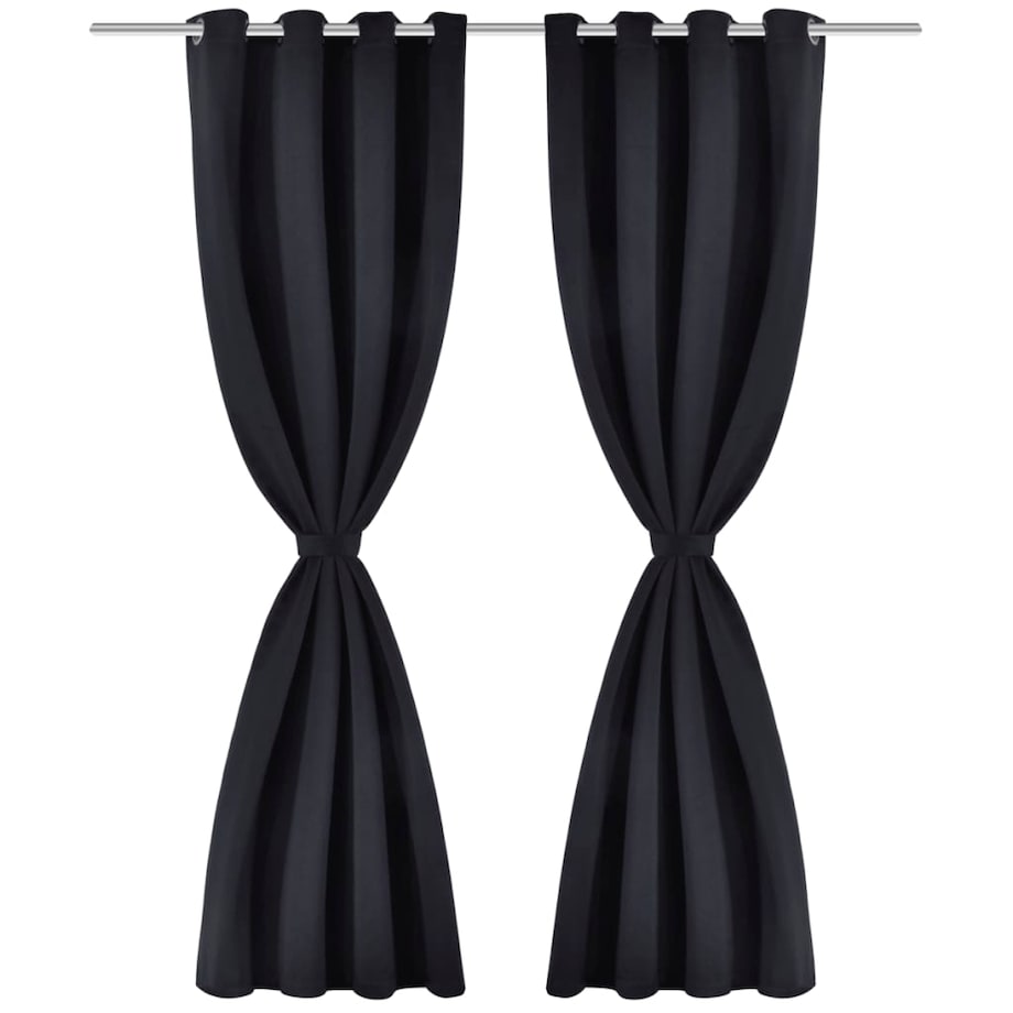 Czarne zasłony zaciemniające z metalowymi otworami x2 135 x 245 cm