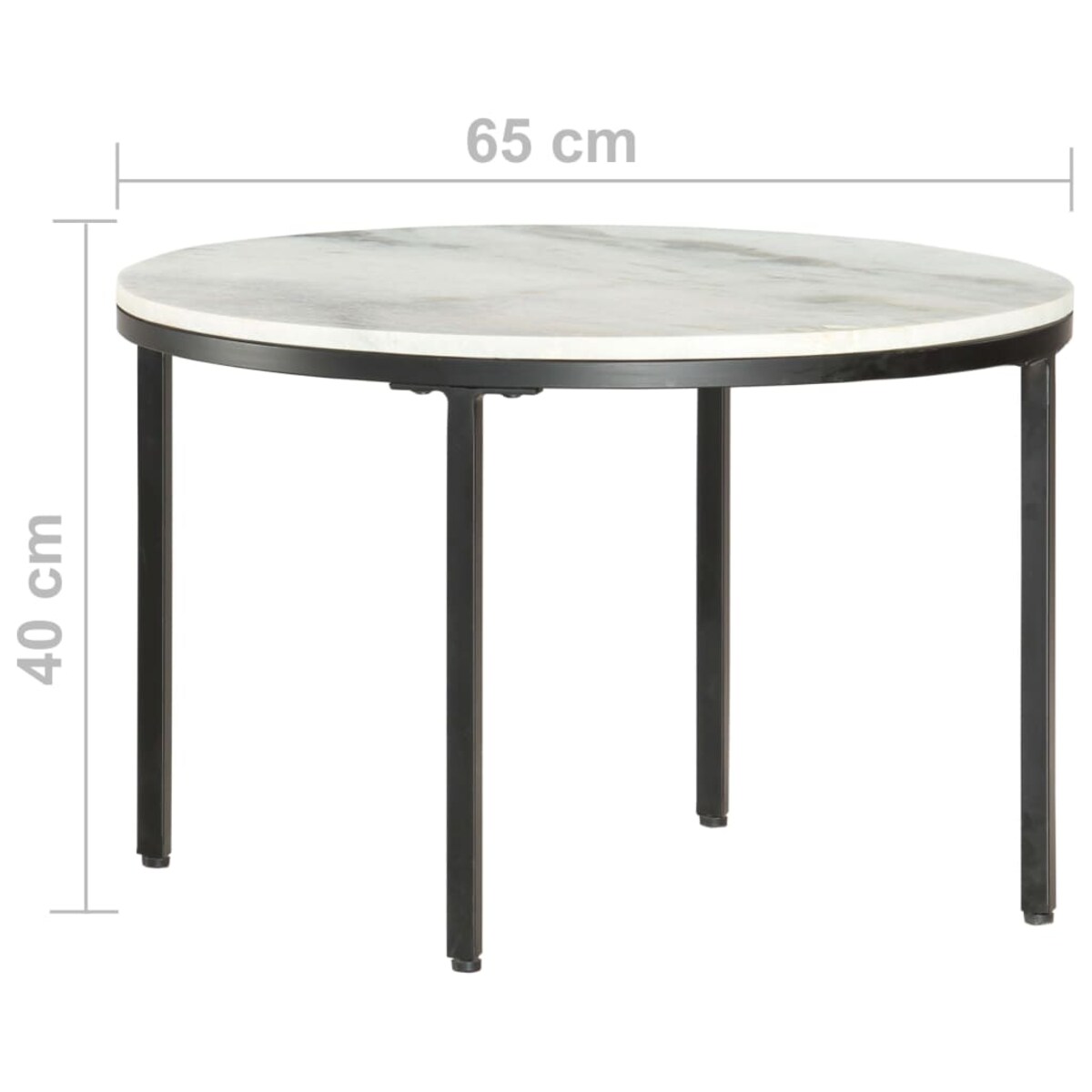 vidaXL Stolik kawowy, biało-czarny, Ø65 cm, prawdziwy marmur
