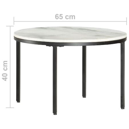 vidaXL Stolik kawowy, biało-czarny, Ø65 cm, prawdziwy marmur