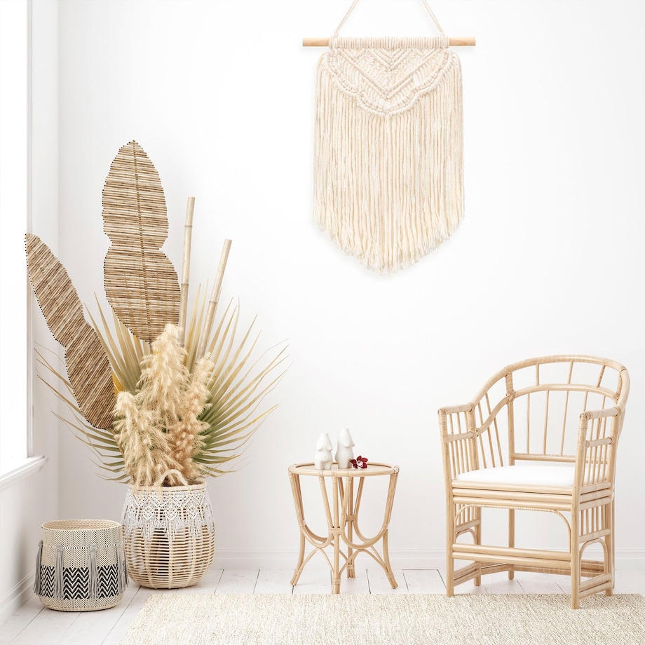DEKORACJA ŚCIENNA BOHO MAKRAMA ECRU 322149