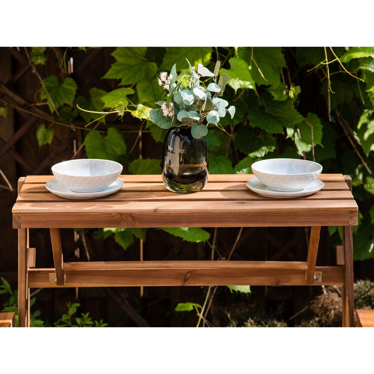 Ławko-stół TUENNO Drewno akacjowe Brązowy