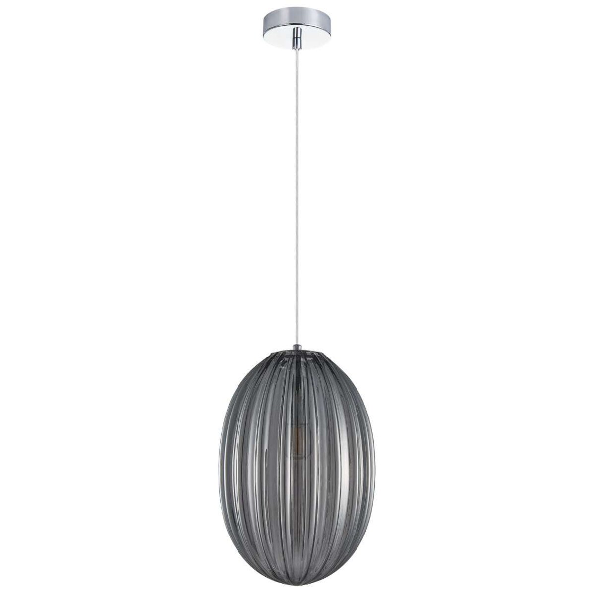 Wisząca LAMPA skandynawska PARLO PND-8112-1B-SG Italux plisowana OPRAWA szklany zwis chrom szary przydymiony
