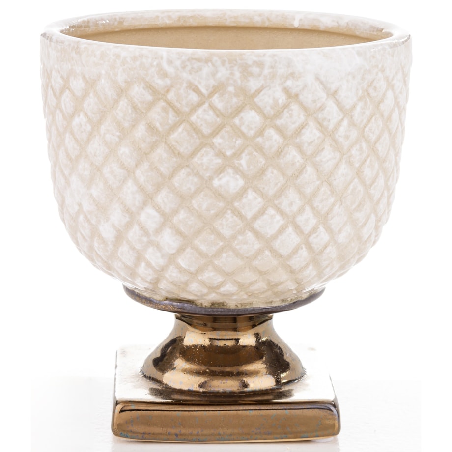 Osłonka ceramiczna biała 16,5x15,5 cm IRMA SMALL- II na podstawce