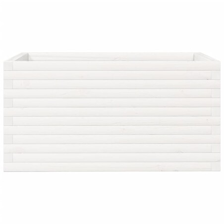 vidaXL Donica ogrodowa, biała, 90x60x45,5 cm, lite drewno sosnowe
