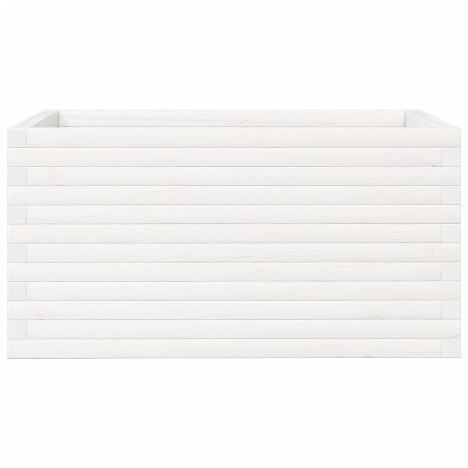 vidaXL Donica ogrodowa, biała, 90x60x45,5 cm, lite drewno sosnowe