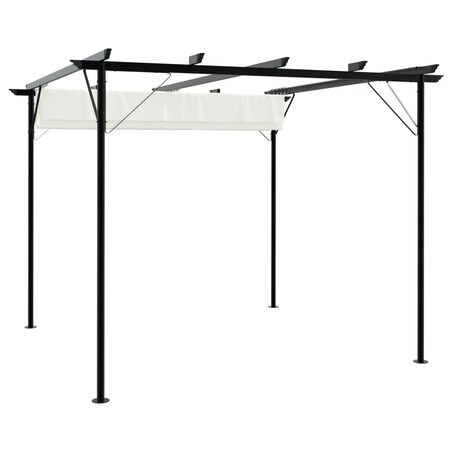 vidaXL Pergola ze zwijanym dachem, śmietankowa, 3x3 m, stalowa